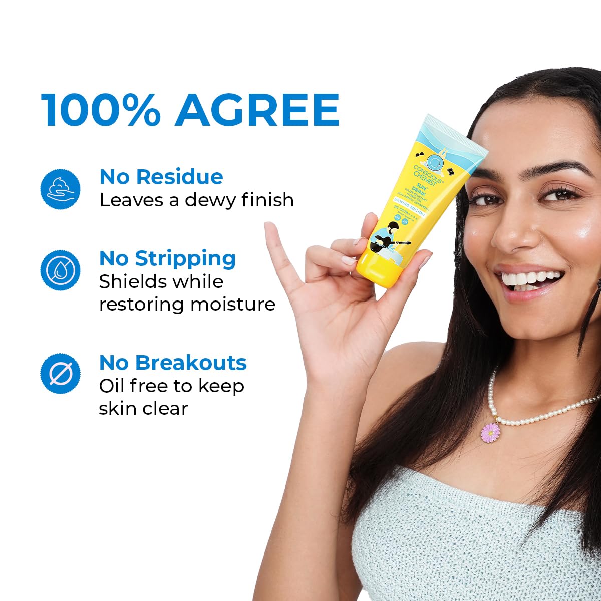 Conscious Chemist® Sun Drink Hybrid SPF 50 PA++++ Sunscreen Unwind Edition | Water Resistant , Ceramides & Milk Thistle Extract | UVA/UVB Protection |