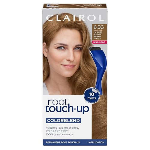Clairol Root Touch-Up by Nice'n Easy Permanent Hair Dye, 6.5G Lightest Golden Brown Hair Color | 100% Gray Coverage | Easy Brush Application | Matches