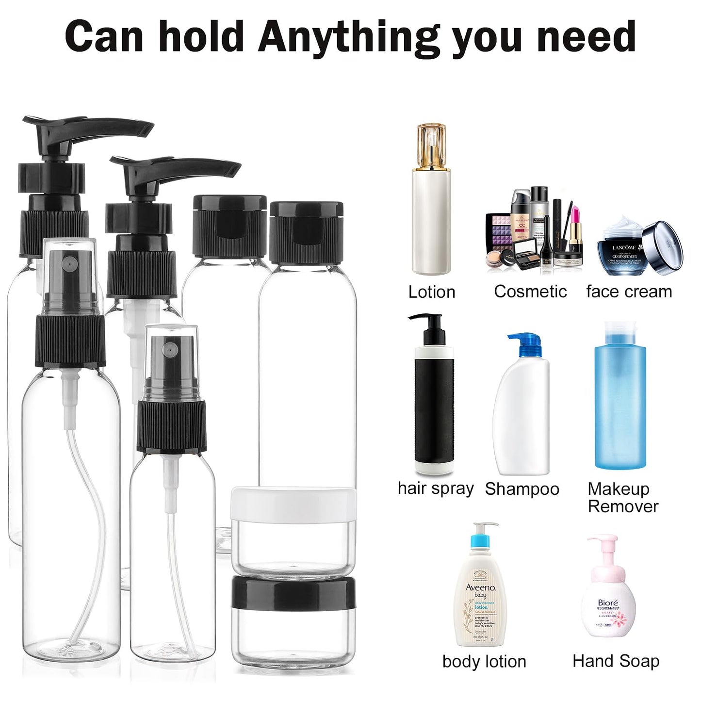 Cosywell Travel Size Bottles for Toiletries 13 Pack 2oz TSA Approved Toiletry Bottles Leak Proof Travel Kit for Women Men TSA Clear Toiletry Bag Beauty and Personal Care Cosywell