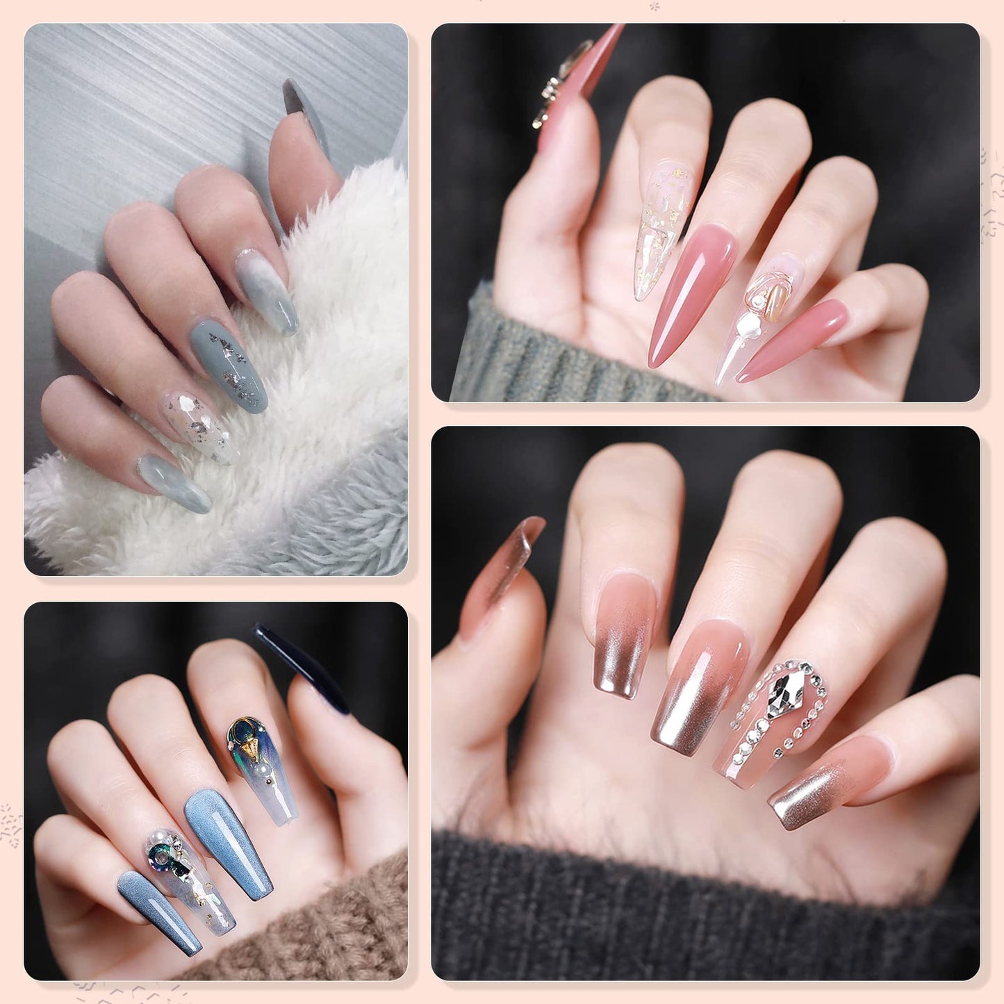 Abodhu Acrylic Natural Nail Tips Kit 500 Pcs French Tip Nails Set Square Half Cover False Nails with Glue, Files, Clipper, Storage Case, Nail Art