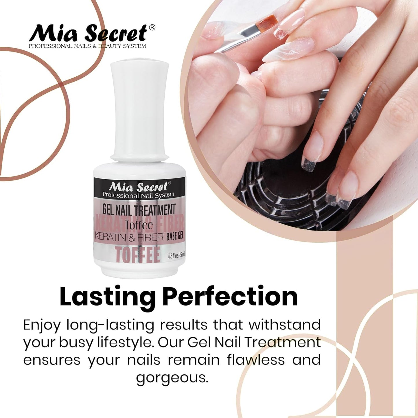 Mia Secret Professional Toffee Scented Gel Nail Treatment Keratin Base & Top Gel 0.5 FLoz Beauty & Personal Care Mia Secret