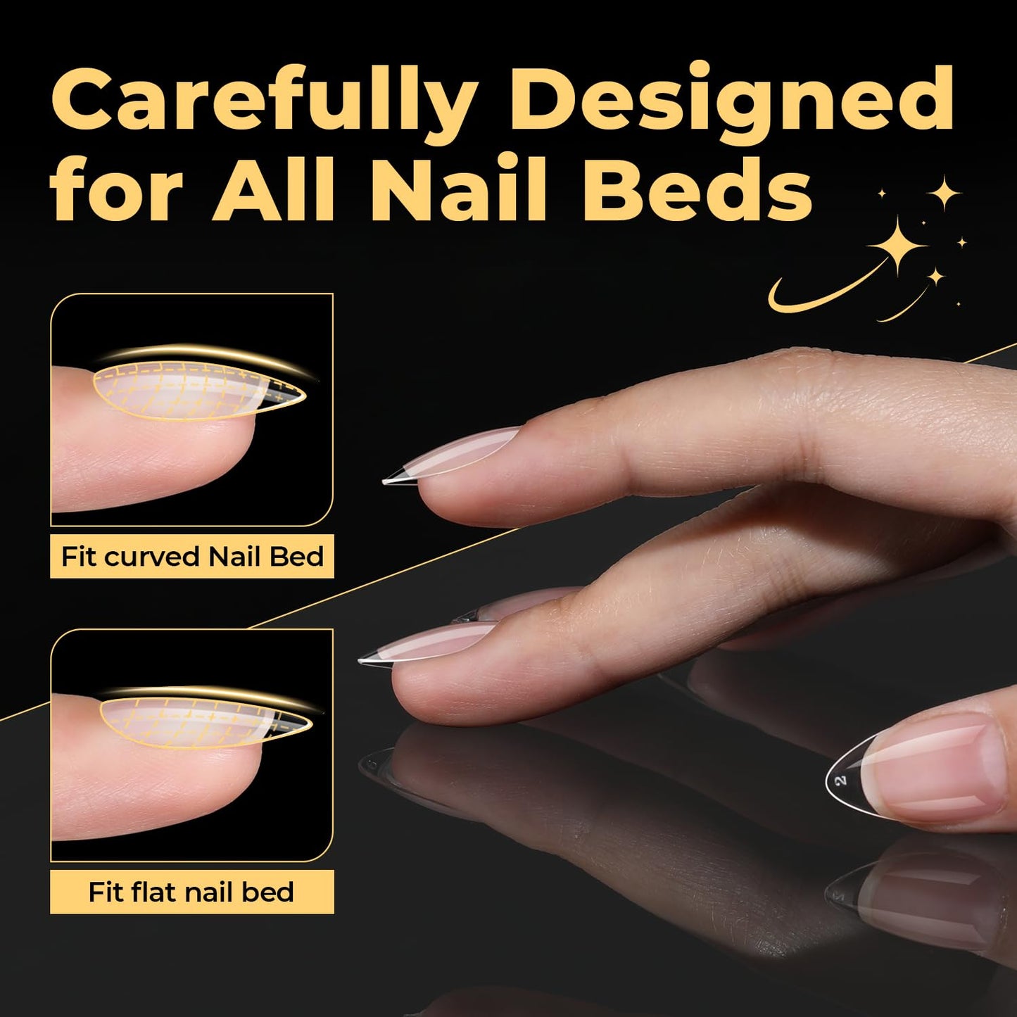 UNA GELLA Short Almond Nail Tips Pre-shape Short Almond Gel Nail Tips 216pcs Press on Nails 12 Sizes Soft Gel Acrylic Clear Fake Full Cover for Nails Beauty and Personal Care UNA GELLA