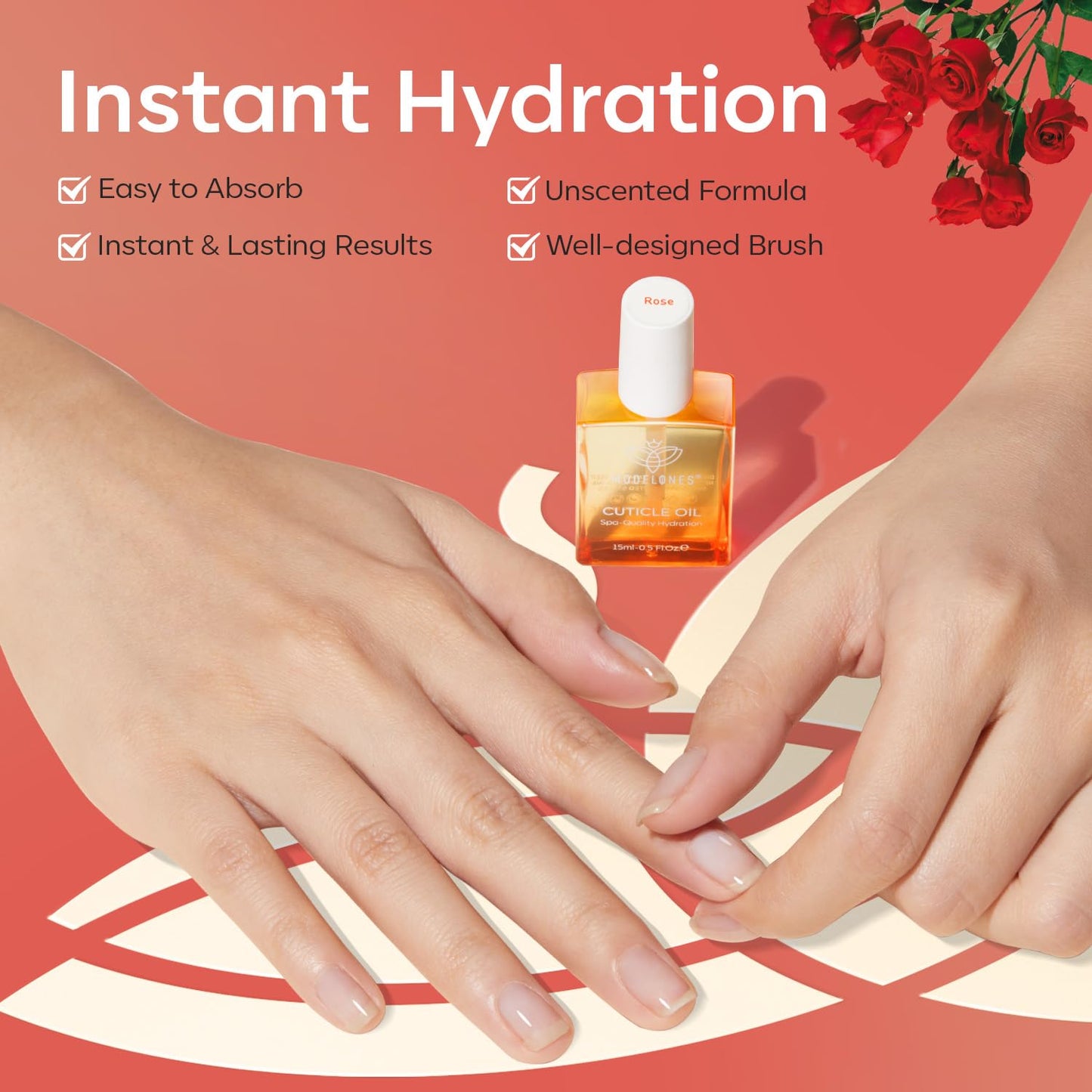 modelones Nail Strengthener Cuticle Oil for Nails Rose Nail Oil for Growth and Strength Nail Growth Oil Cuticle Care Quick Dry Nail Care Moisturize Beauty and Personal Care modelones