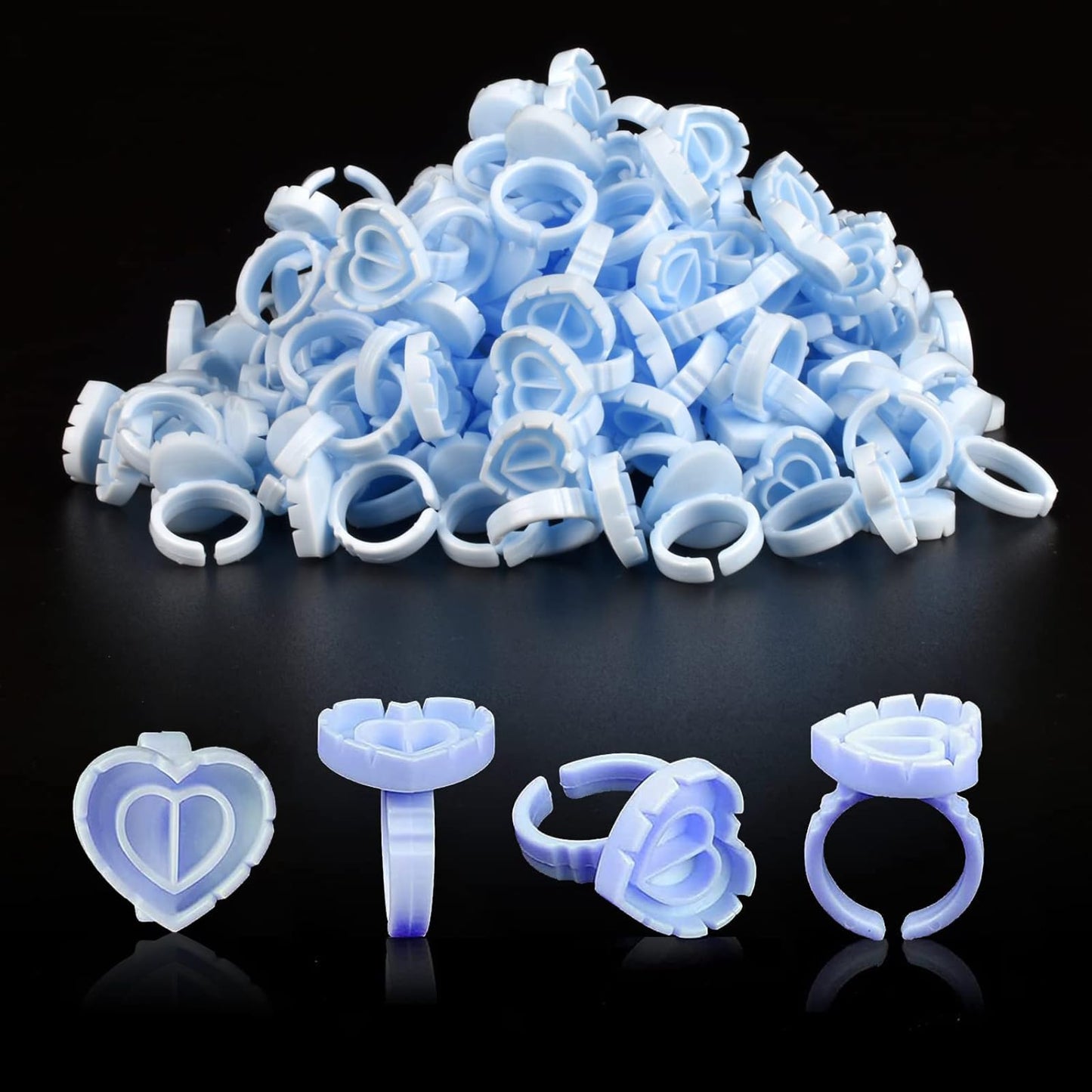 NXJ INFILILA Glue Rings for Eyelash Extensions 100PCS Disposable Rings For Lashes Lovely Heart Shape, Makeup Plastic Nail Art Glue Cups Lash Extension Beauty and Personal Care NXJ INFILILA Default Title