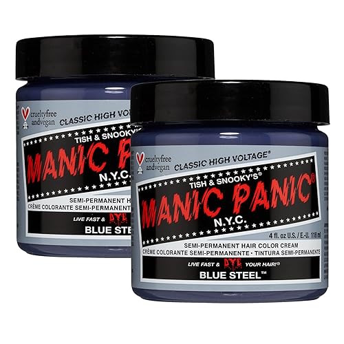 MANIC PANIC Classic Blue Steel Semi Permanent Hair Color - Cool Silver Hair Dye for Women & Men That Lasts 4-6 Weeks - Vegan, Ammonia & Cruelty-Free