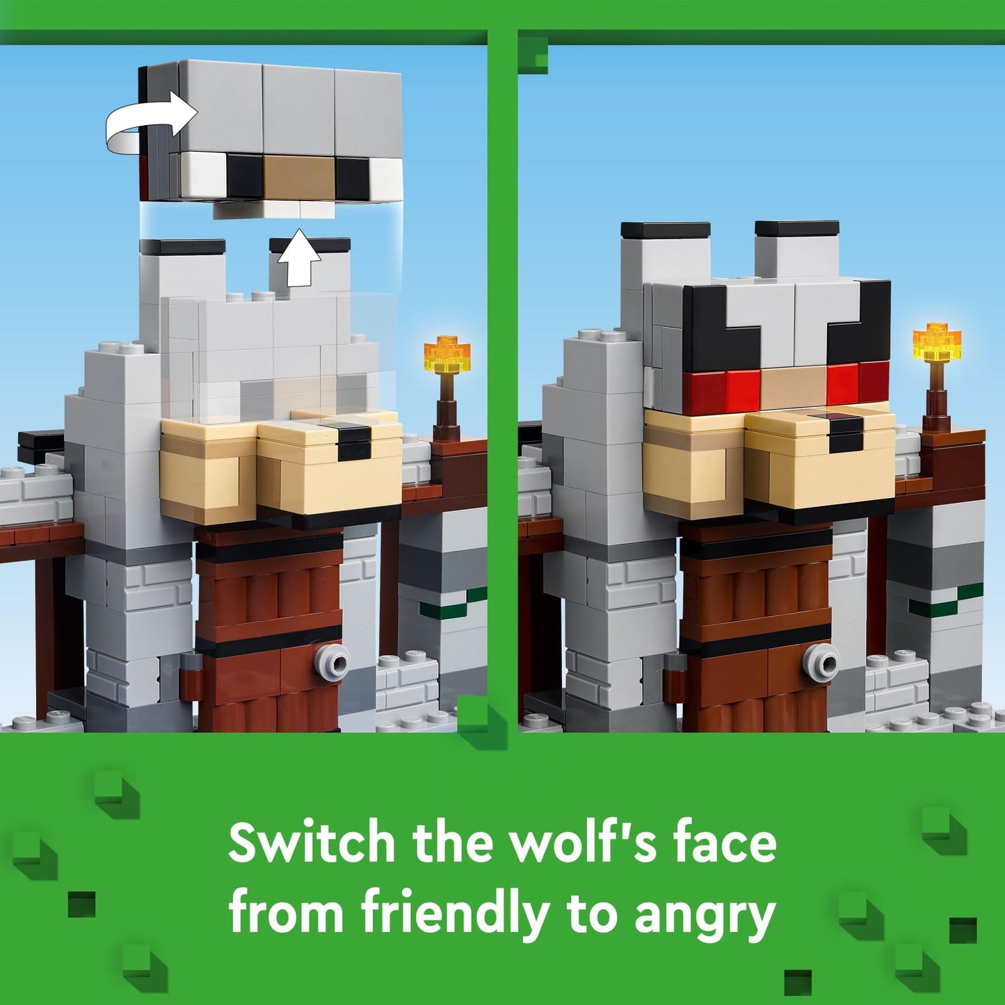 LEGO Minecraft The Wolf Stronghold Fortress 21261, Castle Playset with Minifigures, Action-Packed Building Toy Gift for Kids Ages 8+