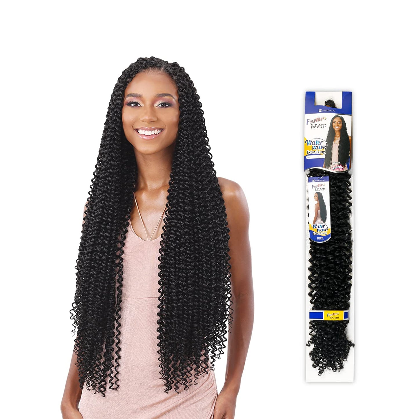 Freetress Synthetic Braid - WATER WAVE EXTRA LONG (1B Off Black)