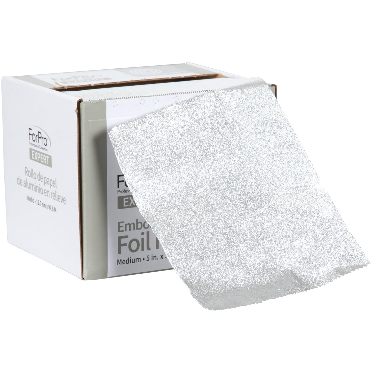 ForPro Professional Collection Expert Embossed Aluminum Foil Roll, 320 Ft Hair Foils for Color Application and Highlighting Services, Silver, Medium