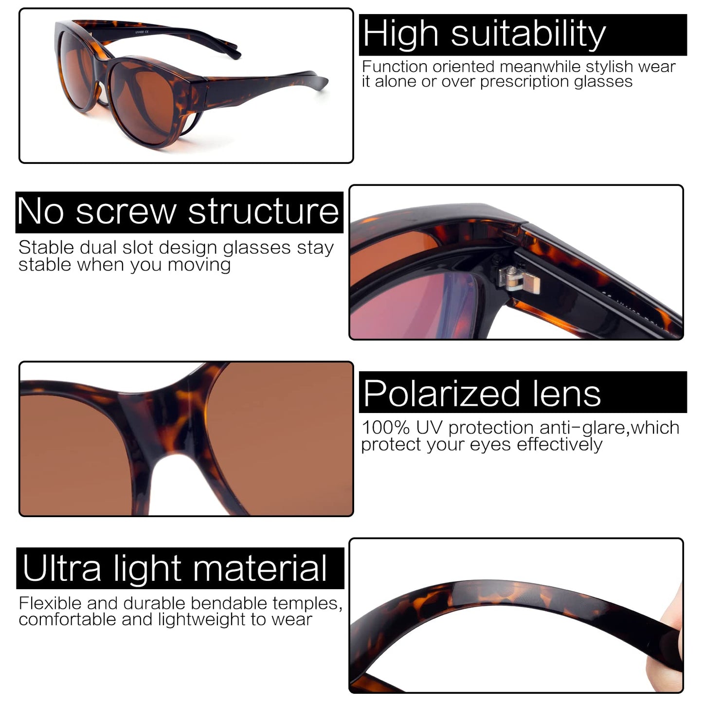 Face Shadow Polarized Sunglasses Fit Over Glasses, Oversized Sunglasses for Women to Go Over Prescription Glasses 100% UV Protection Unltra