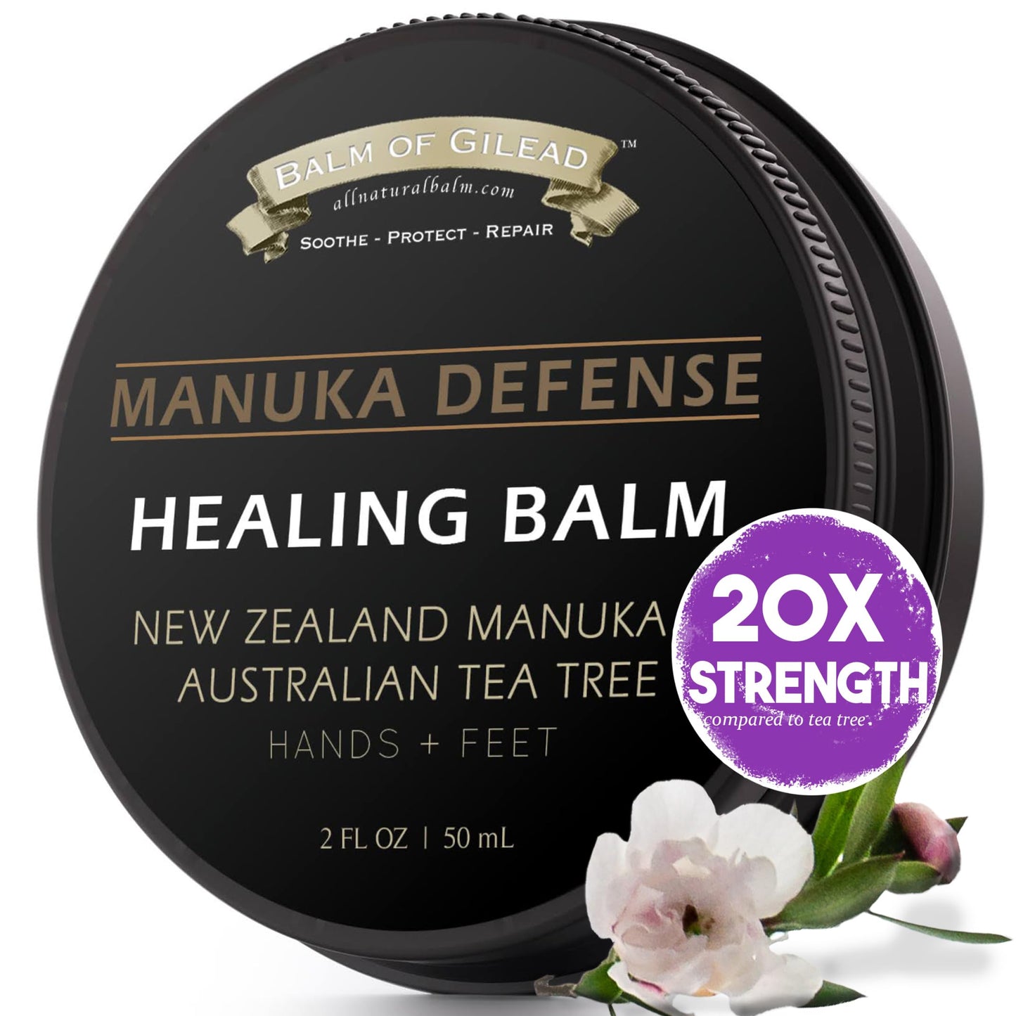 BALM OF GILEAD Tea Tree Balm - 2 fl oz Foot Cream with Tea Tree and Manuka Oil - Intensive Moisture for Itchy Feet, Eczema, Rashes & Dry Skin - Pure