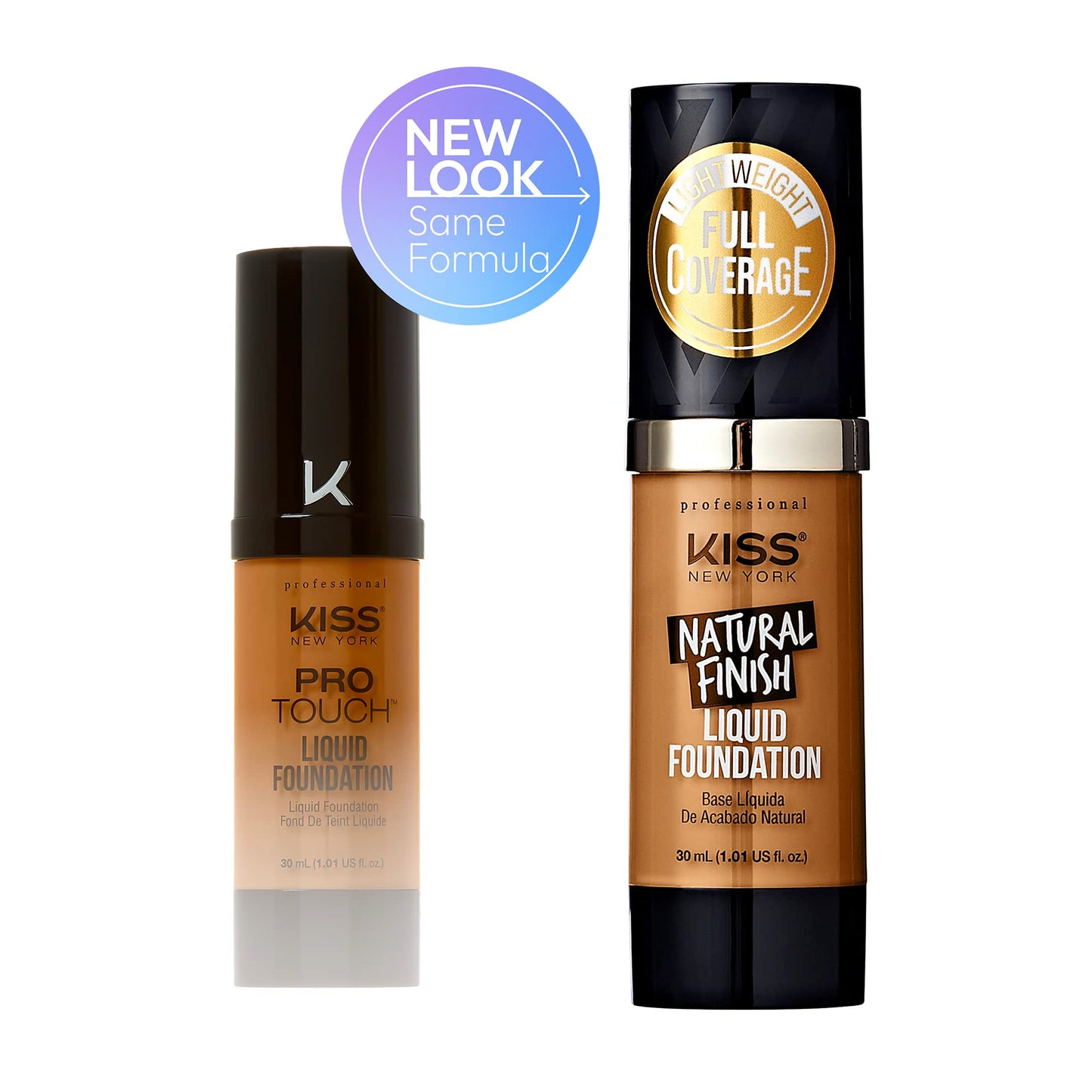 Kiss New York Professional Liquid Foundation - Lightweight and Hydrating Formula, Natural Finish, Control Shine, Cover Pores, Medium to Full Coverage