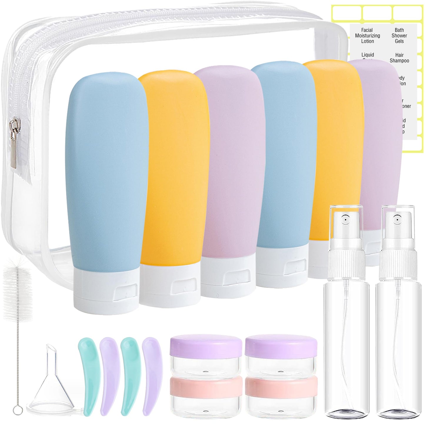 DEWSENSI 20 Pack Travel Bottles Set for Toiletries TSA Approved, Leak Proof Travel Size Containers Kit Portable Refillable Travel Accessories Beauty and Personal Care DEWSENSI