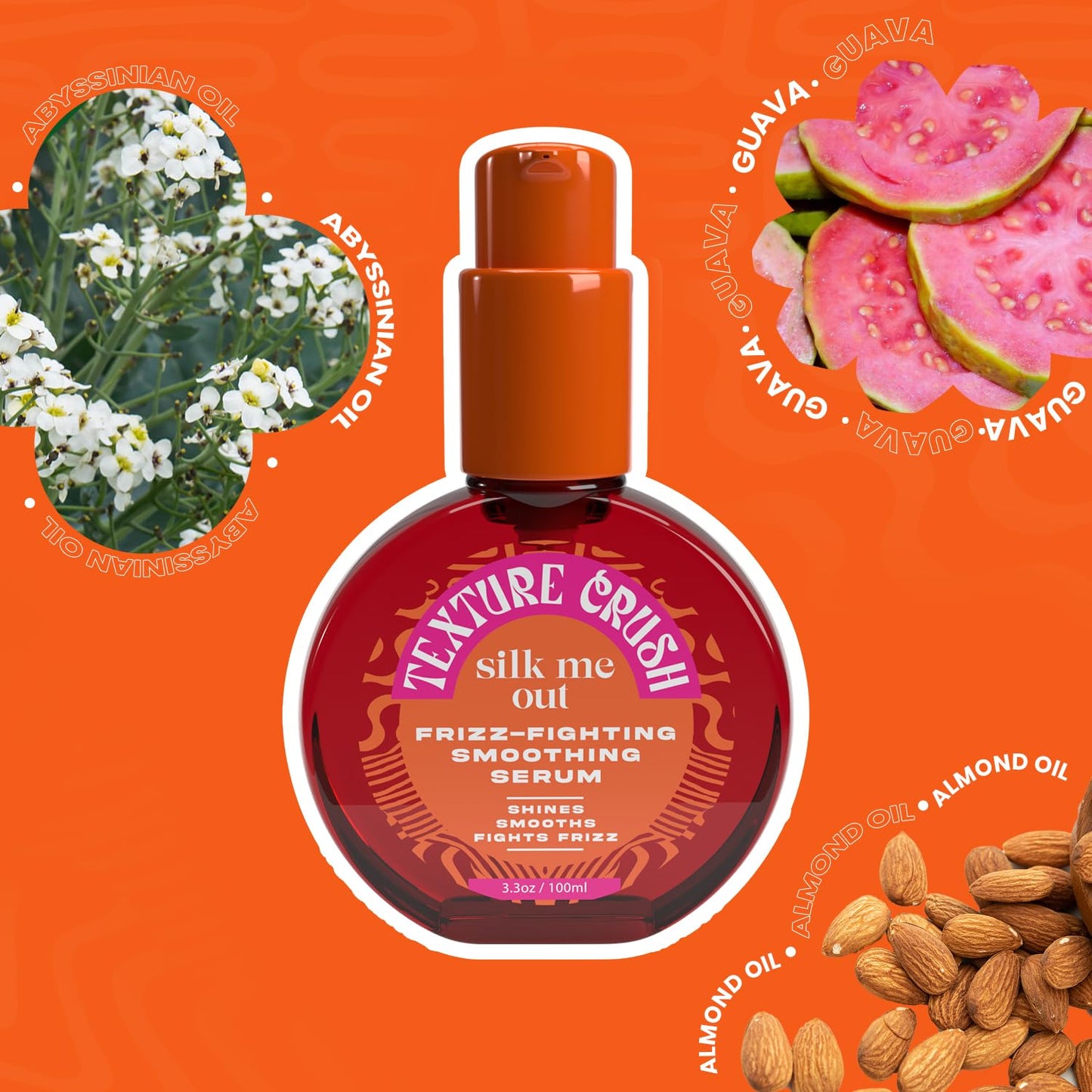 Texture Crush Silk Me Out Hair Serum, Lightweight, Frizz-Taming Formula with Guava Oil, Anti-Frizz, Shine-Boosting, and Hydrating Treatment