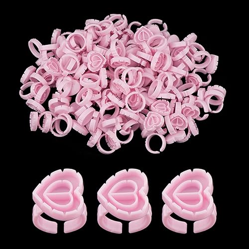 Lash Glue Rings, [200PCS] Smart Glue Cup for Lash Extension Supplies, Eyelash Heart Glues Rings for Volume Fan, Blossom Fanning Cups, Eyelash