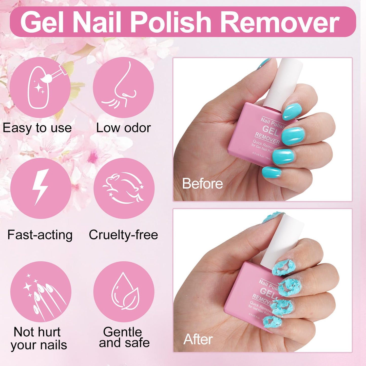 Gel Nail Polish Remover, (2PCS) Professional Gel Polish Remover for Nails, No Need for Foil, Quick & Easy Polish Remover In 2-5 Minutes, 0.5 Fl Oz Beauty and Personal Care NIFEISHI