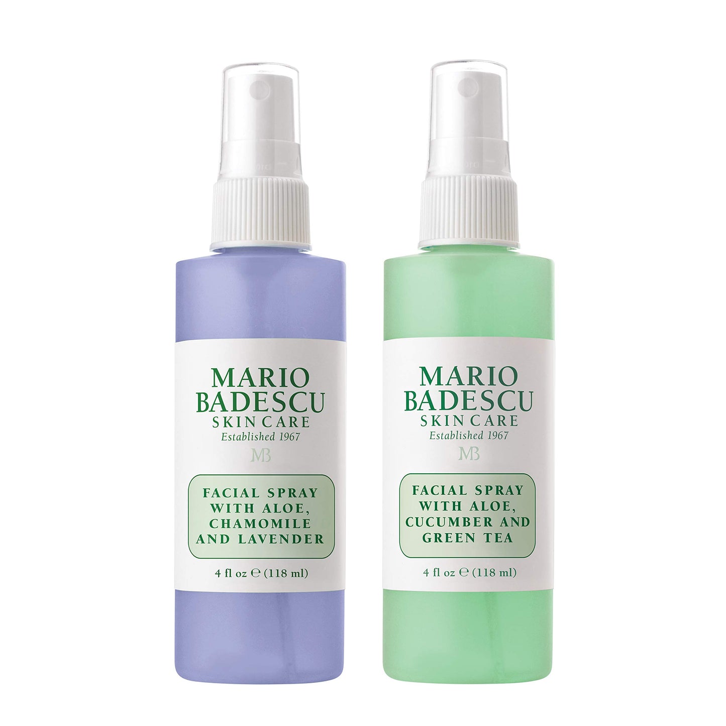 Mario Badescu Facial Spray 2 Piece Set, Includes Aloe, Chamomile & Lavender Face Mist PLUS Aloe, Cucumber, Green Tea Face Mist for All Skin Types