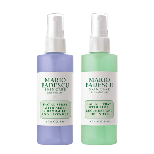 Mario Badescu Facial Spray 2 Piece Set, Includes Aloe, Chamomile & Lavender Face Mist PLUS Aloe, Cucumber, Green Tea Face Mist for All Skin Types