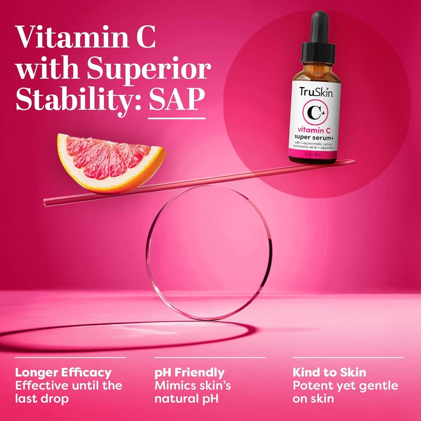 TruSkin Vitamin C Super Serum for Face - Five Skin Benefits in One Serum with Vitamin C, Retinol, Niacinamide, Hyaluronic Acid & Squalane - Brighten Beauty and Personal Care TruSkin