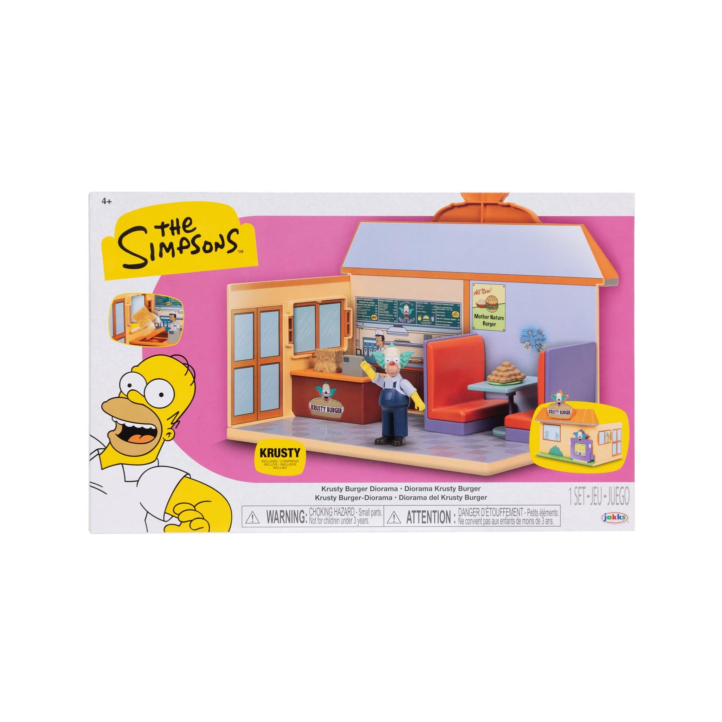 The Simpsons Krusty Burger Diorama Playset, Includes One 2.5-Inch Scale Krusty The Clown Action Figure and Accessories