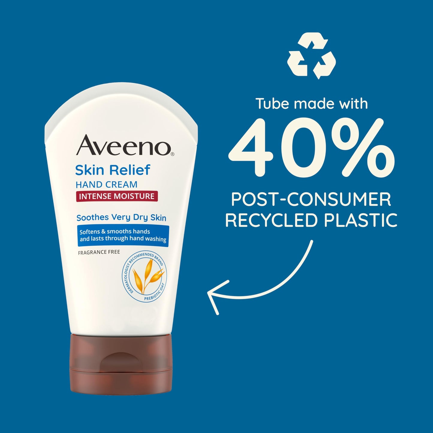 Aveeno Skin Relief Intense Moisture Hand Cream with Soothing Prebiotic Oat for Dry and Sensitive Skin Cream Softens & Smooths Hands & Lasts Through