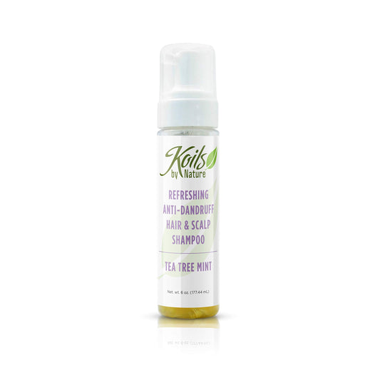 Koils by Nature Refreshing Anti Dandruff Shampoo Tea Tree Mint | 6oz | Relieves Itchy Scalp, Moisturizes Hair & Promotes Hair Growth