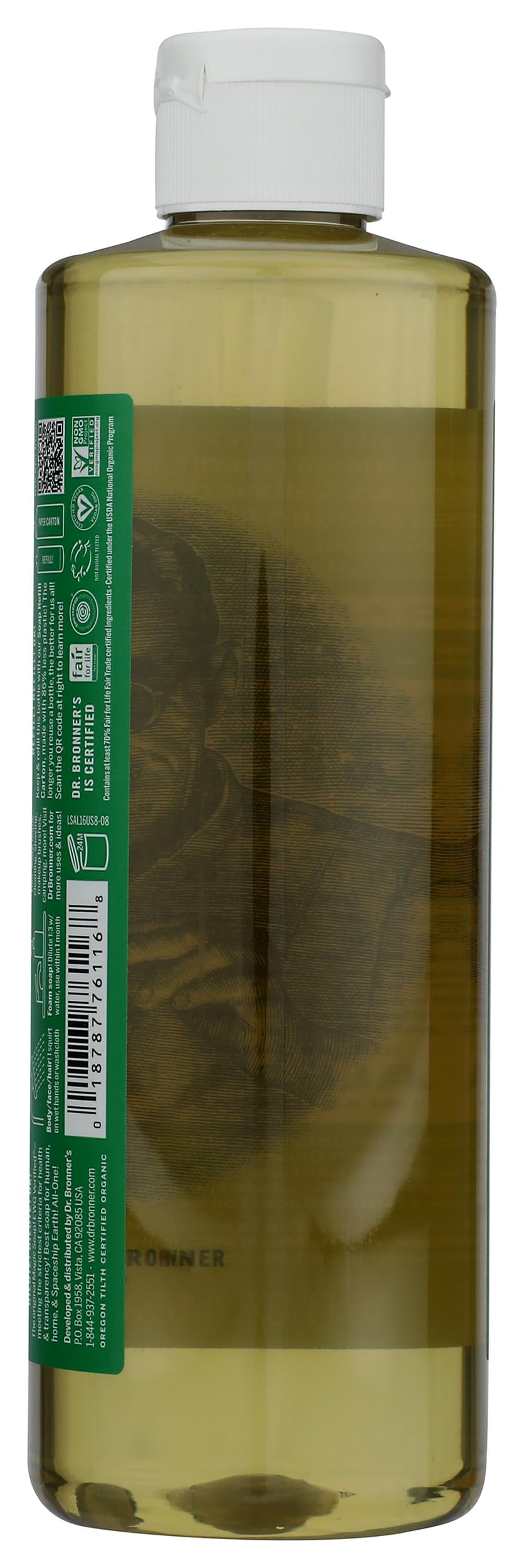 Dr. Bronner's 18-in-1 Hemp Almond Pure-Castile Liquid Soap, 1 Pound (Pack of 1).