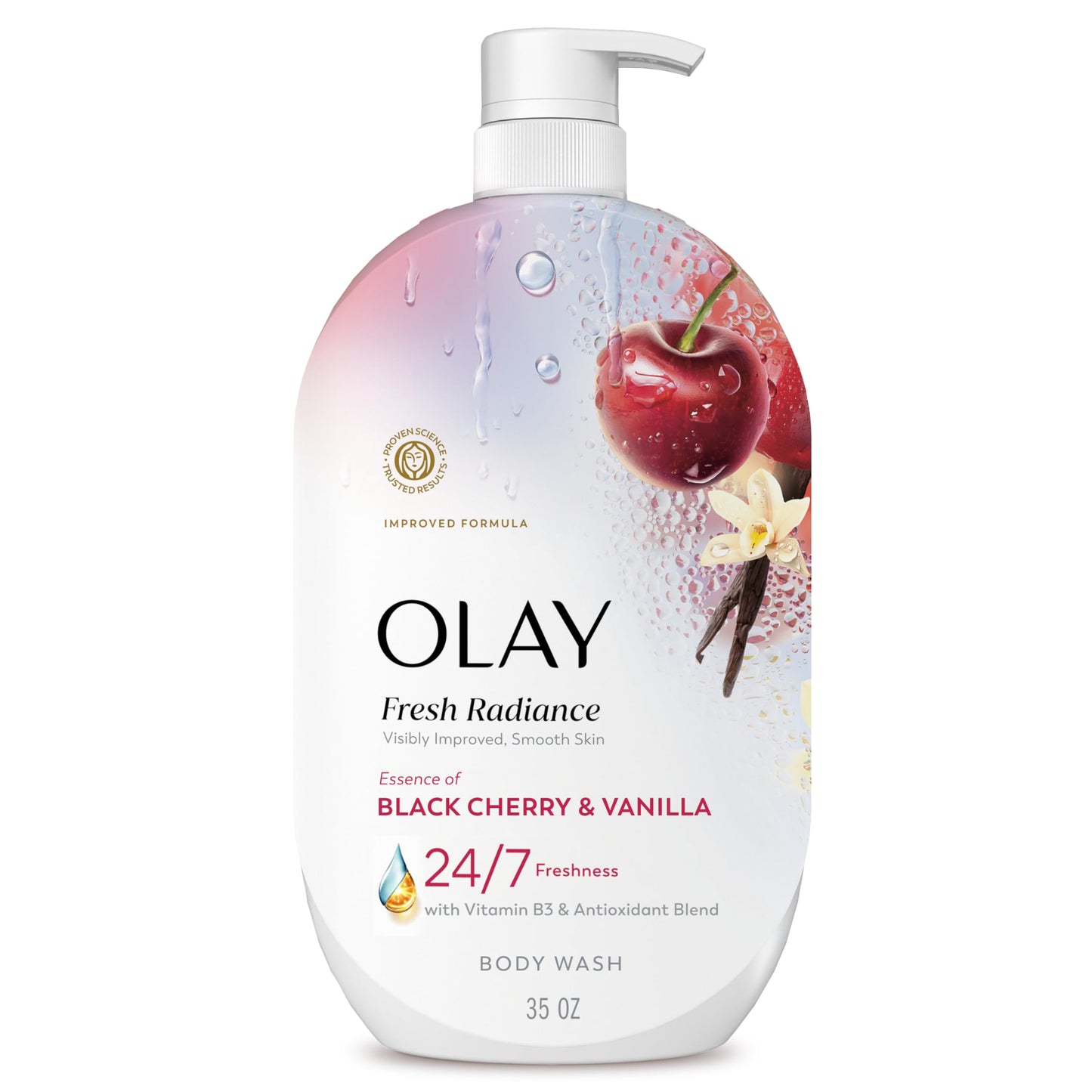 Olay Body Wash for Women, Fresh Radiance, 24/7 Skin-Loving Freshness, Visibly Radiant, Plant Based Cleansers, Vitamin B3 & Antioxidant Blend, For All