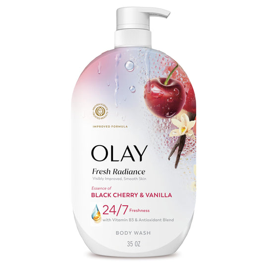 Olay Body Wash for Women, Fresh Radiance, 24/7 Skin-Loving Freshness, Visibly Radiant, Plant Based Cleansers, Vitamin B3 & Antioxidant Blend, For All