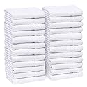 GOLD TEXTILES White Hand Towels 24 Pack (15x25 Inches) Cotton Blend Salon Towels Thin, Light Weight, Quick Drying Spa Towels