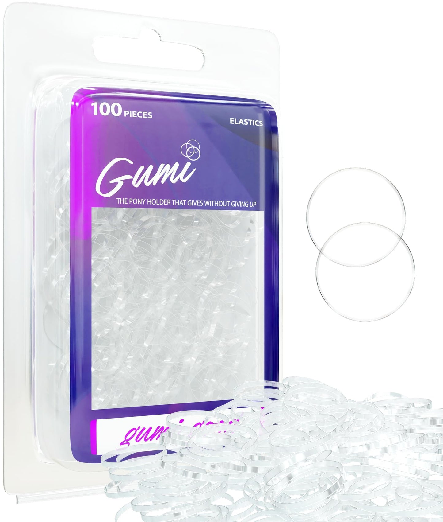 Gumi good Hair Elastics - Ouchless No Damage Elastic Hair Bands (Clear - Small)