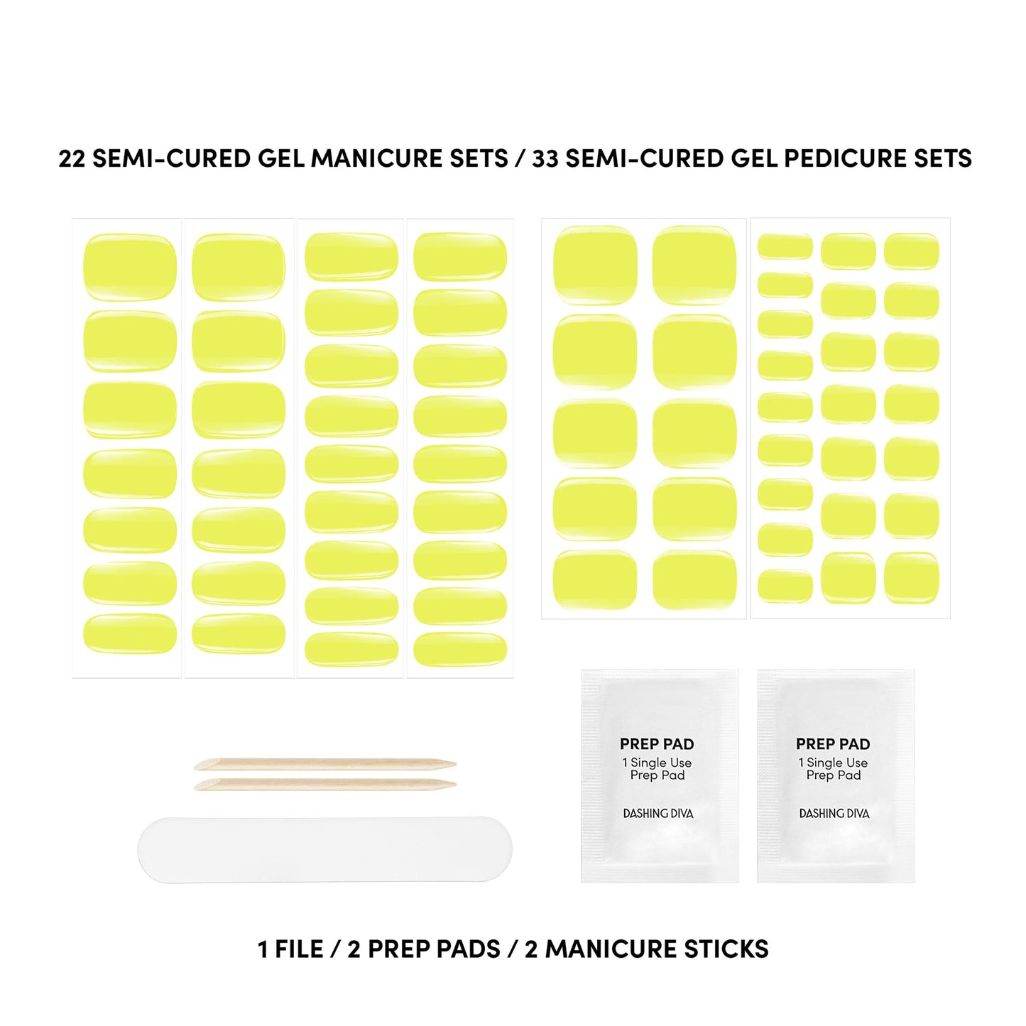 Dashing Diva Glaze Mani Pedi Kit - The Limone Glaze - Comes with LED Nail Lamp - Long Lasting, Semicured Gel Nail Strips for Toes & Hands Beauty & Personal Care Dashing Diva