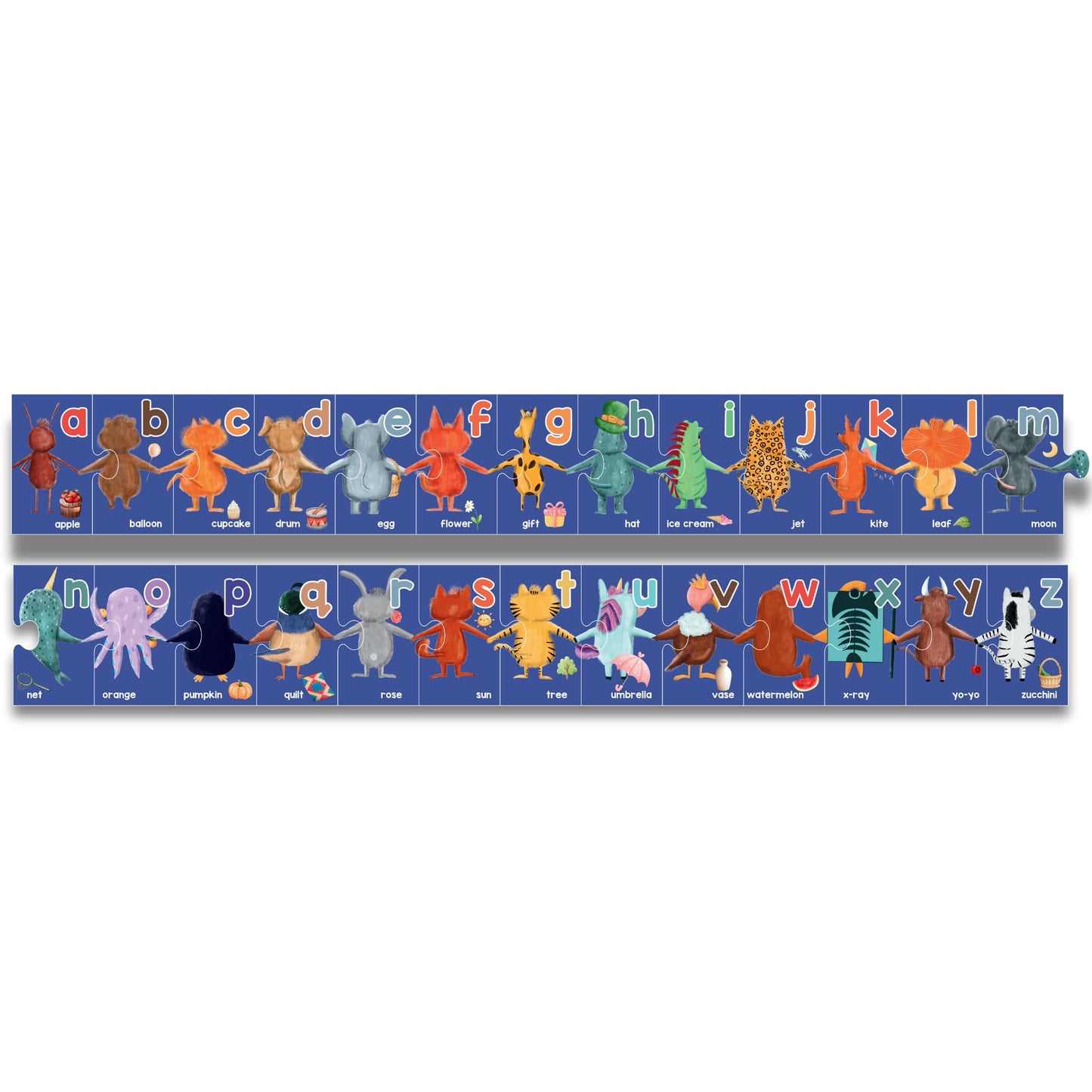 LEARNING BUGS Alphabet Animal Holding Hands Large Jigsaw Floor Puzzle (26 pcs, 5 feet Long)