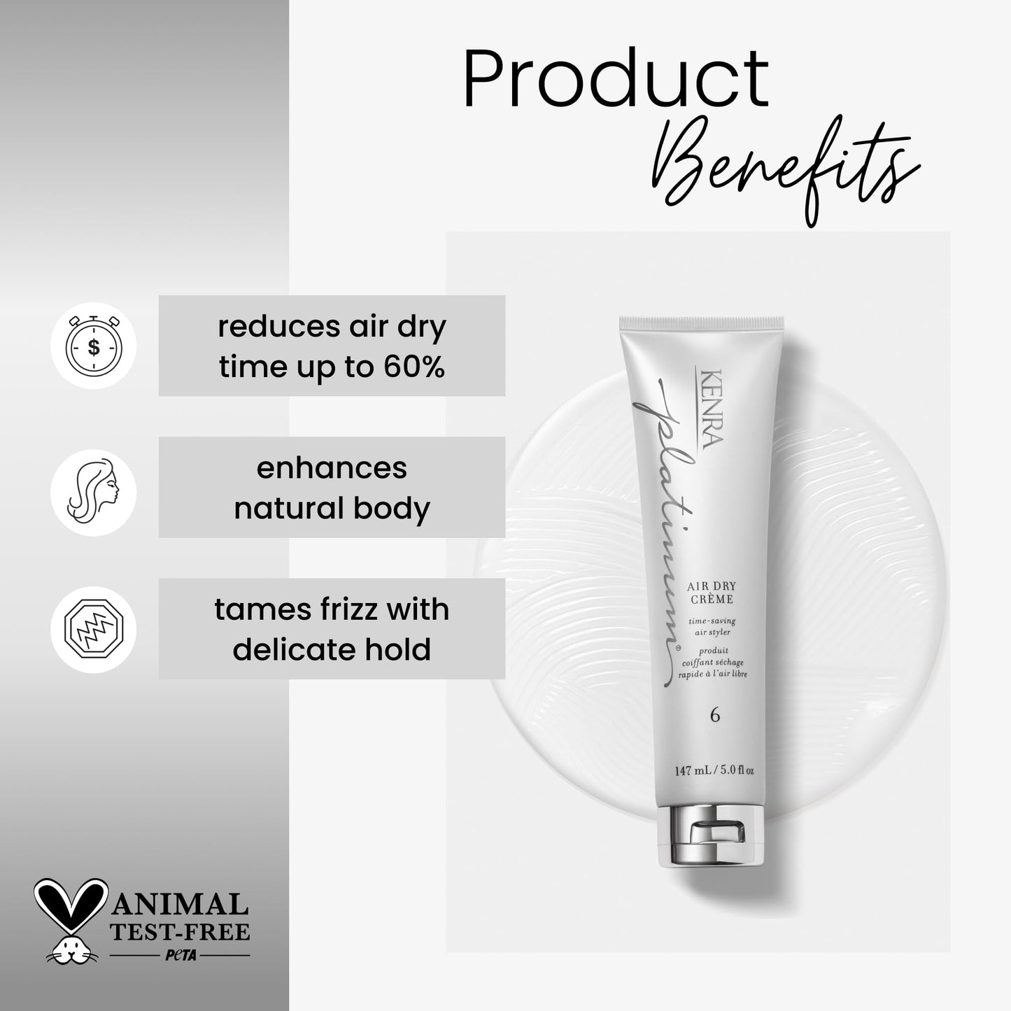 Kenra Professional Platinum Air Dry Crème 6 | Time-Saving Air Styler | Enhances Natural Body | Tames Frizz With Delicate Hold | Natural, Product Free