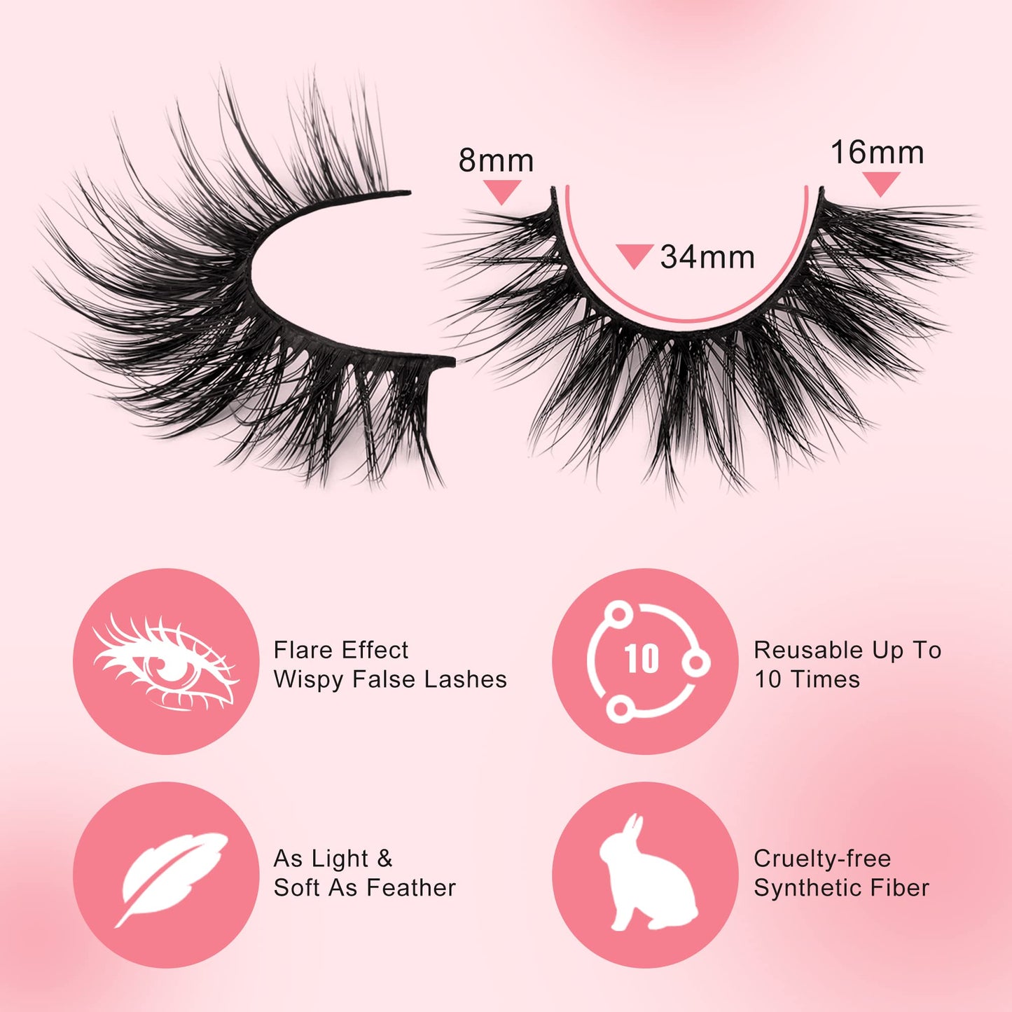 Newcally Eyelashes False Lashes Wispy Spikes Eyelashes Mink Natural Look 3D Volume Fake Eye Lashes Pack Cat Eye Strip Reusable Faux Mink Eyelash 14 Beauty and Personal Care Newcally