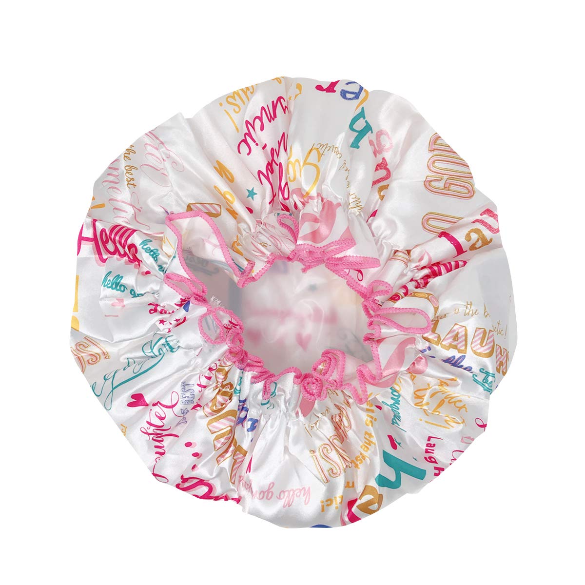 allydrew Reusable Women's Waterproof Shower Caps for Long Hair, Hello Laughter