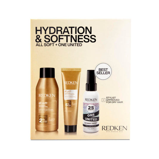 Redken All Soft Mini Kit - Moisturizing Shampoo, Conditioner & Leave In Treatment with Argan Oil for Soft, Hydrated Hair, Travel Size