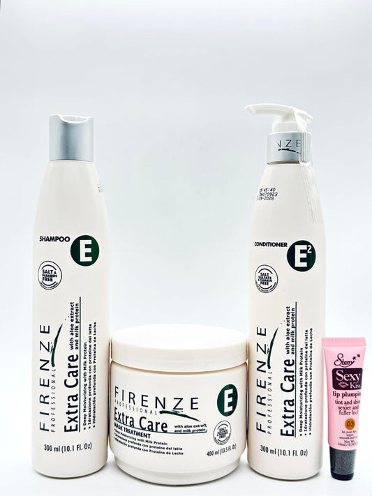 Firenze Professional Extra Care Shampoo & Conditioner 300ml/10.1 fl oz and Mask Treatment with Aloe extract & Milk protein 4000ml/13.5 fl oz- Free Beauty & Personal Care Firenze Professional