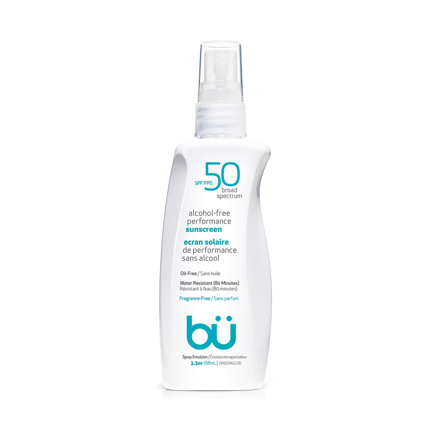 BU SPF 50 Sunscreen Spray 3.3 oz – Face & Body Sunblock for Sensitive Skin, Fragrance-Free, Clear, Non-Greasy, Water-Resistant Protection