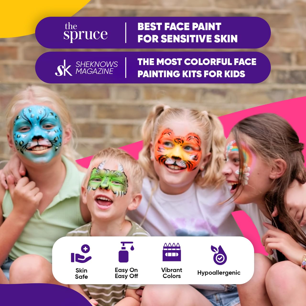 Blue Squid Face Painting Kit for Kids - 120g/4.23oz Face Paint Kit Palette, Stencils, 12 Colors - Safe for Sensitive Skin, Non Toxic Face Painting Kit