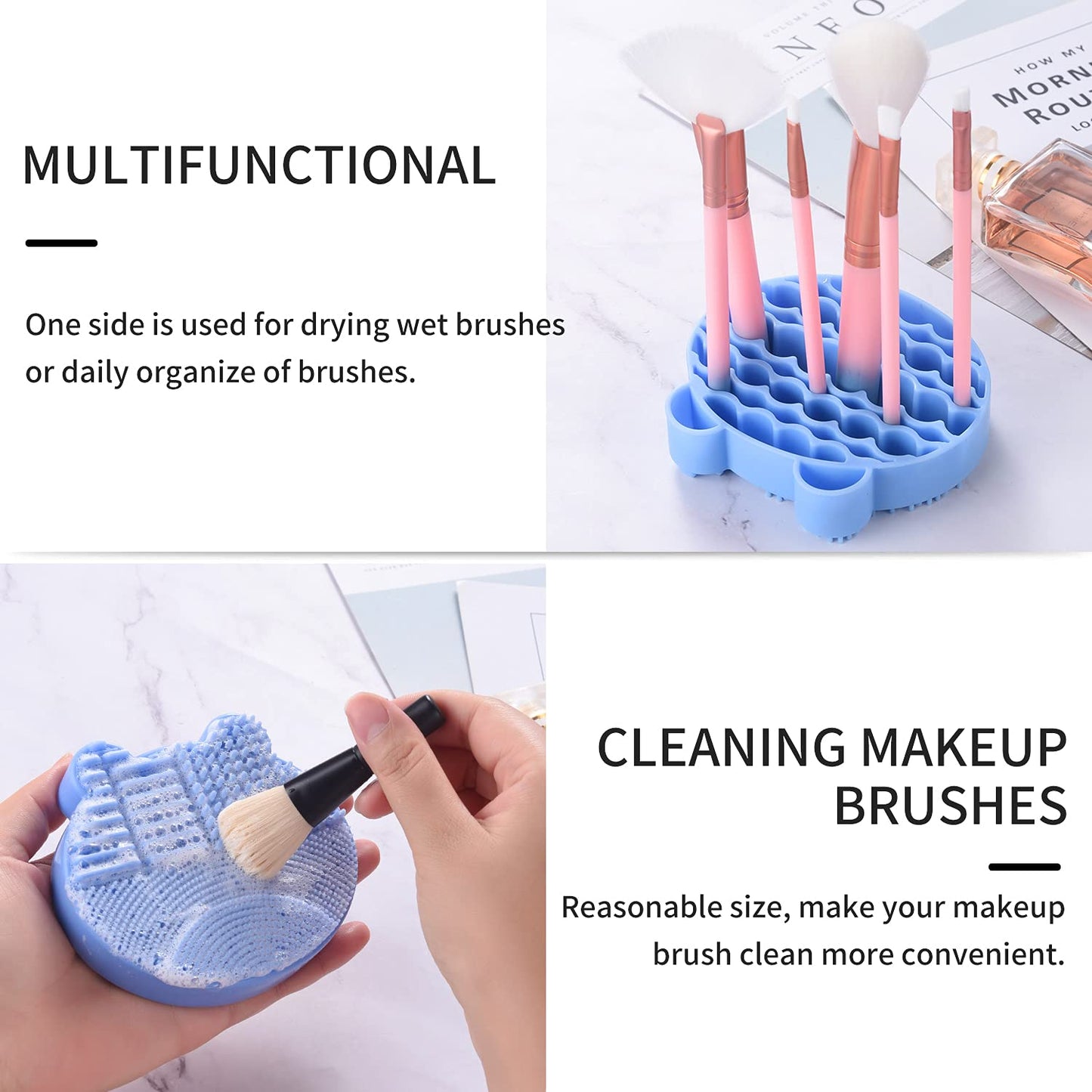 Silicon Makeup Brush Cleaner Mat with Brush Drying manual Make up brush cleaner cleanser machine Cosmetic Brush Cleaning Pad+Makeup Brush Dry Cleaned