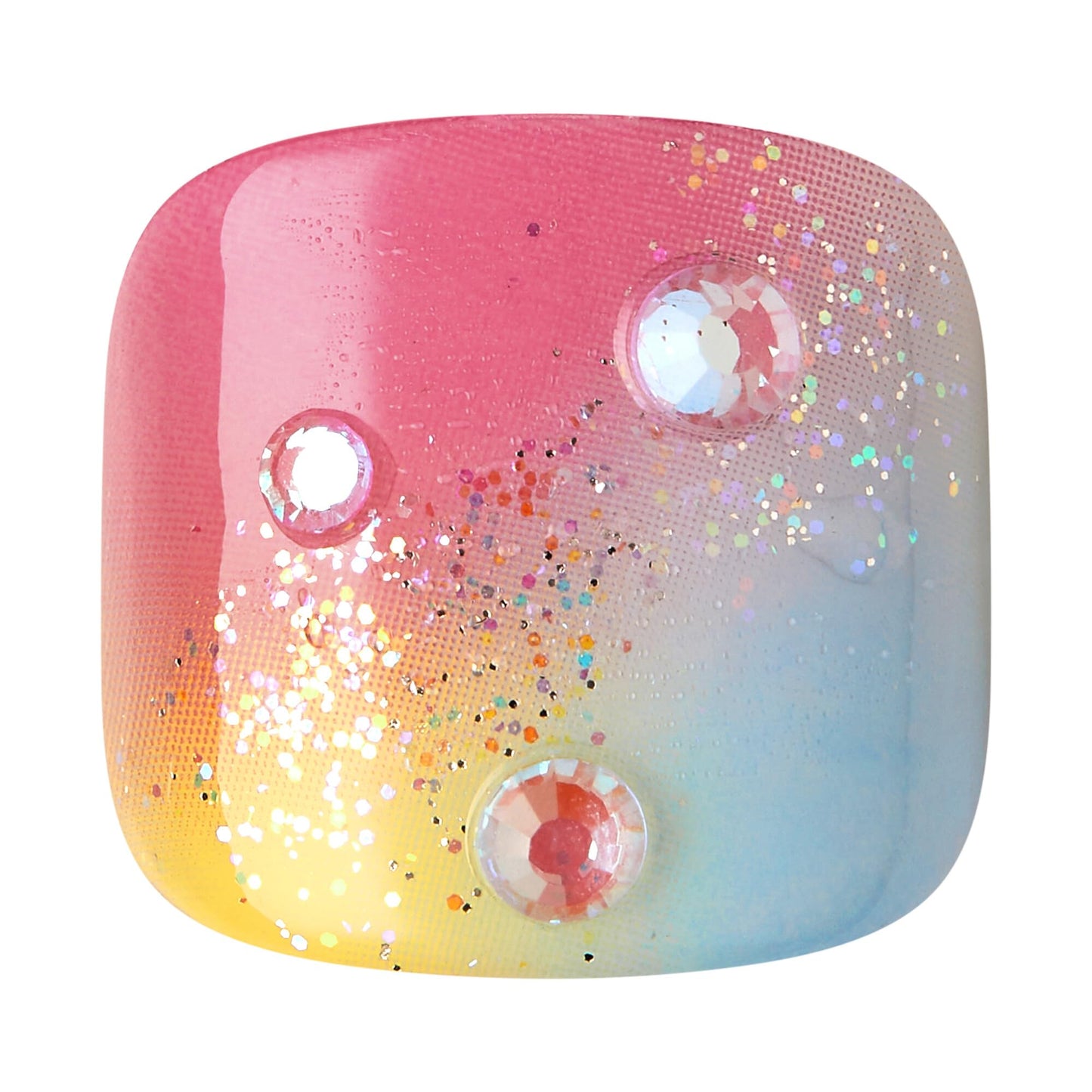 KISS Impress No Glue Pedi Press-On Toenails, Rainbow Color with Rhinestone, Pink, Light Blue, Glitter, Squoval Shape, Includes 24 Nails, Prep Pad, 1 Beauty & Personal Care KISS