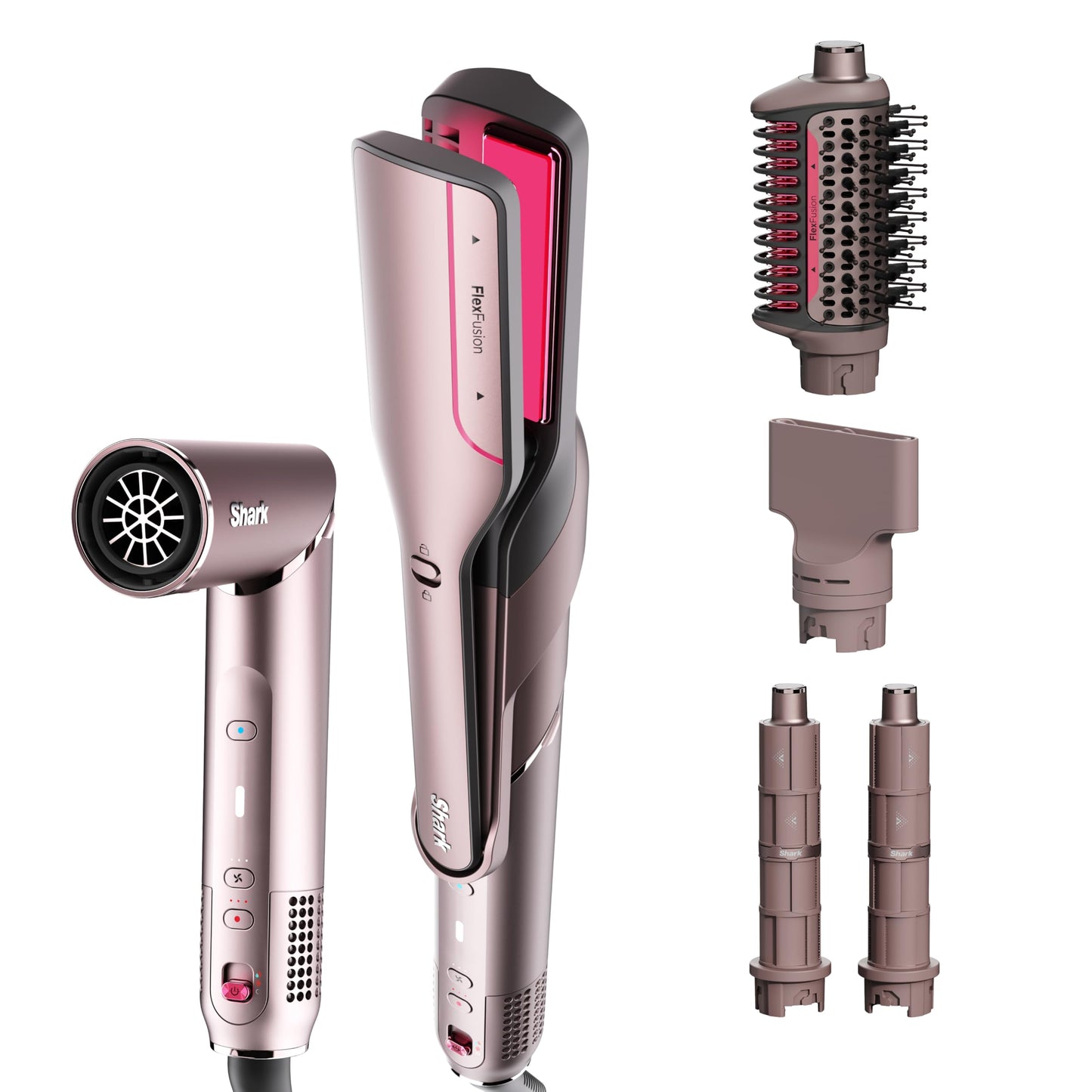 Shark FlexFusion Hair Straightener & Powerful Hair Dryer with Fusion Hair Brush, Ceramic Air Styler with Auto-Wrap Curlers & Concentrator, Ceramic Beauty and Personal Care Shark Default Title