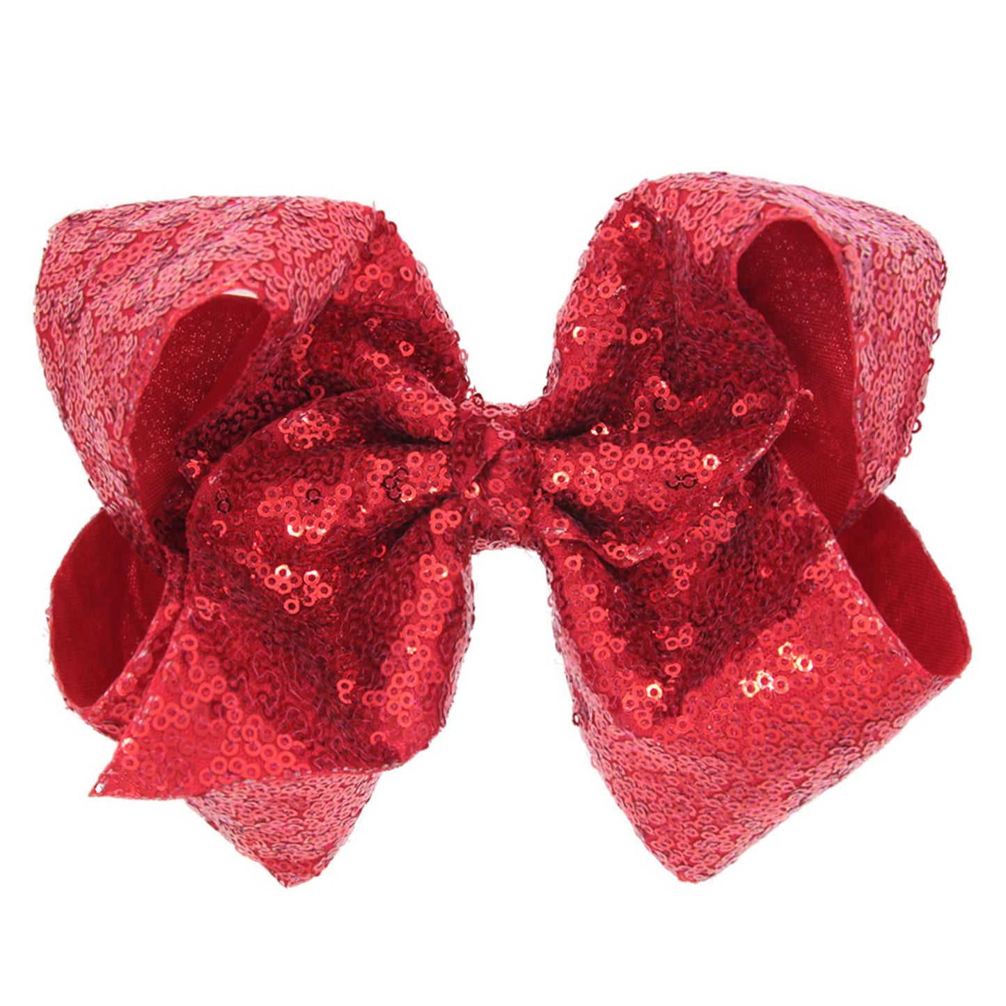 Xansema Hair Accessories: Sequin Large Bows with Alligator Clips for Girls (Red)