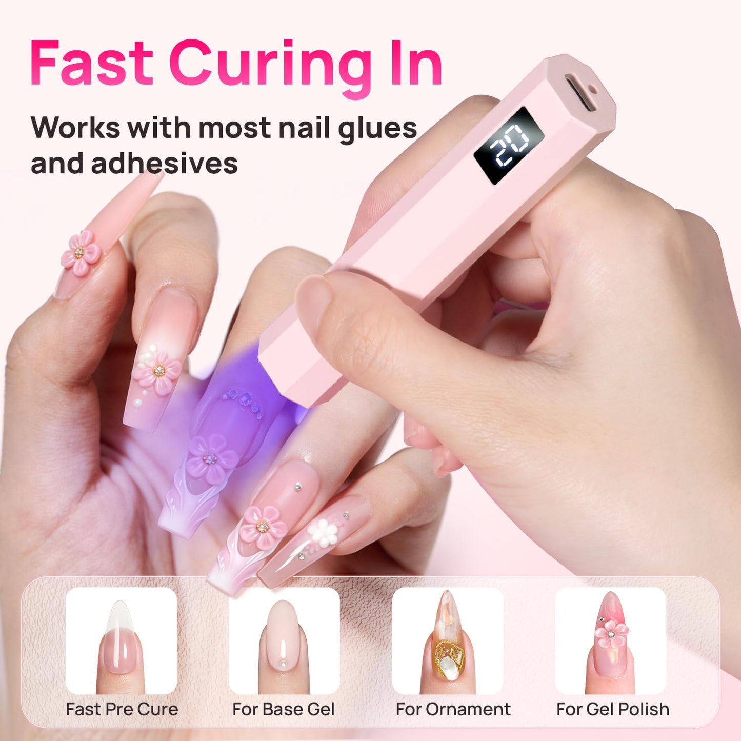 Krofaue Handheld UV Nail Lamp, 180mAh Rechargeable, 20/60s Timer, LCD Beauty and Personal Care krofaue