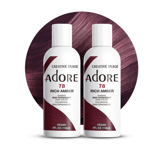 Adore Semi Permanent Hair Color (078 Rich Amber) (2 Pack) | Vegan & Cruelty-Free Brown Hair Dye | No Ammonia, No Peroxide, No Alcohol | 4 Fl Oz