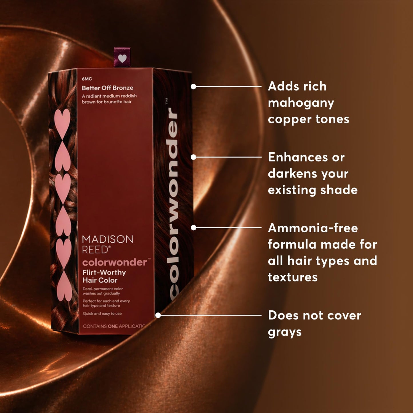 Madison Reed ColorWonder Demi-Permanent Hair Color Kit - 6MC Medium Auburn Brown (Better Off Bronze) | Vibrant Warm Tone, Lasts 25 Washes