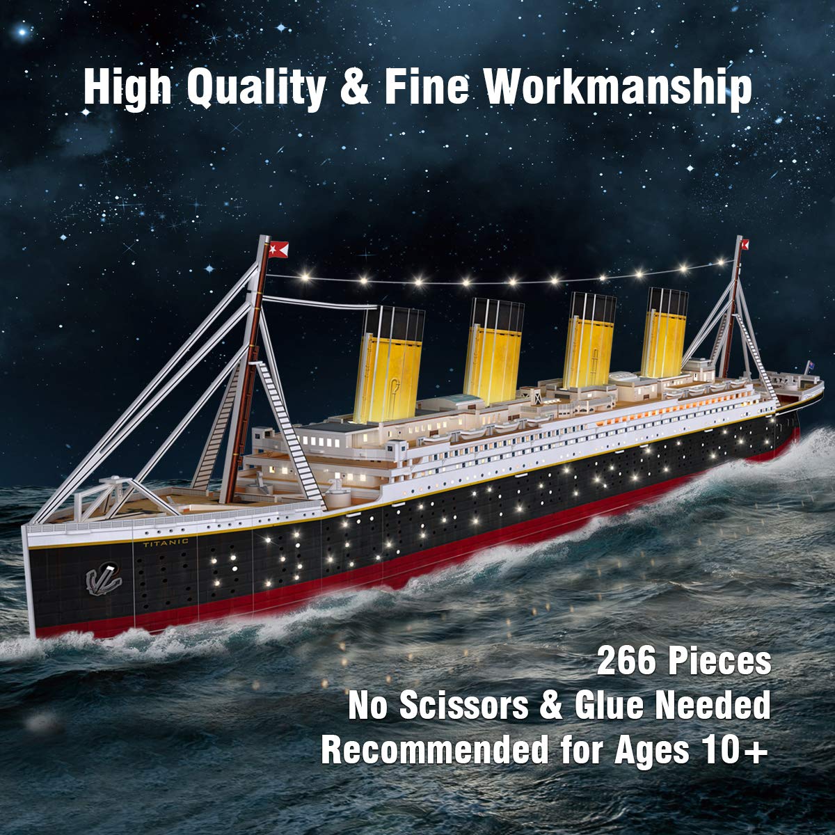 CubicFun 3D LED Titanic Puzzle – 35" Large Ship Model for Adults, Home Decor, Gift for Housewarming, Wedding, Anniversary, Valentine’s & Stocking Stuffer