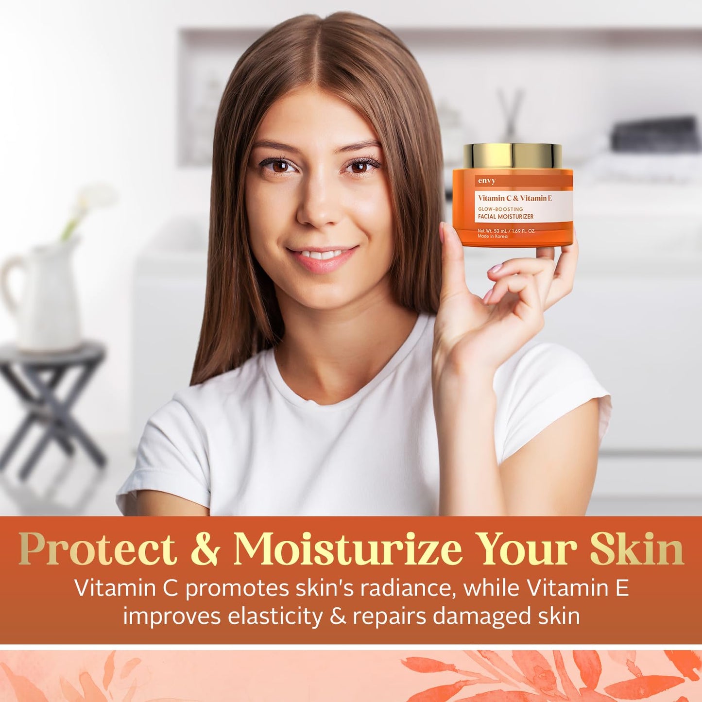 Envy Vitamin C & Vitamin E Face Moisturizer Cream - Hydrating, Reduces Acne Scars & Fine Lines - Anti-Aging, Dermatologist Tested for All Skin Types