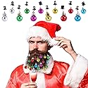 JOVITEC 24 Pcs Christmas Beard Ornaments Set Colorful Christmas Facial Hair Baubles and Beard Bells with Clips for Men Santa Claus Christmas New Year