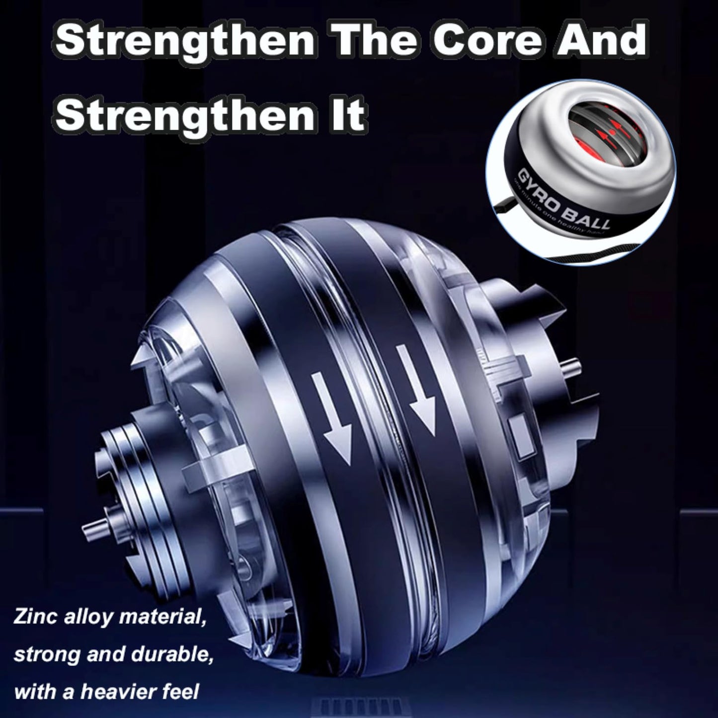 All-Metal Power Gyro Ball(2025 New 6-Level Color-Shifting), Weighted Auto-Start Hand Wrist Forearm Trainer and Strengthener for Exercise Joint and…